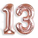AULE 40 Inch Rose Gold 13 Balloon Number Foil 0-9 Birthday Big Numbers