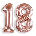 AULE 40 Inch Rose Gold 18 Balloon Number Foil 0-9 Birthday Big Numbers