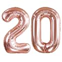 AULE 40 Inch Rose Gold 20 Balloon Number Foil 0-9 Birthday Big Numbers
