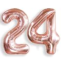 AULE 40 Inch Rose Gold 24 Balloon Number Foil 0-9 Birthday Big Numbers