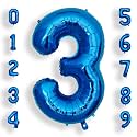 AULE 40 Inch 3 Blue Balloon Number Foil 0-9 Birthday Big Numbers