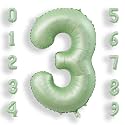 AULE 40 Inch Sage Green 3 Balloon Numbers Foil 0-9 Birthday Big Numbers