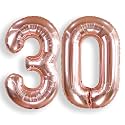 AULE 40 Inch Rose Gold 30 Balloon Number Foil 0-9 Birthday Big Numbers