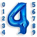 AULE 40 Inch 4 Blue Balloon Number Foil 0-9 Birthday Big Numbers