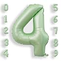 AULE 40 Inch Sage Green 4 Balloon Numbers Foil 0-9 Birthday Big Numbers