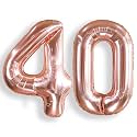 AULE 40 Inch Rose Gold 40 Balloon Number Foil 0-9 Birthday Big Numbers