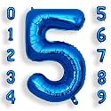 AULE 40 Inch 5 Blue Balloon Number Foil 0-9 Birthday Big Numbers