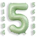 AULE 40 Inch Sage Green 5 Balloon Numbers Foil 0-9 Birthday Big Numbers