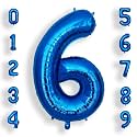 AULE 40 Inch 6 Blue Balloon Number Foil 0-9 Birthday Big Numbers