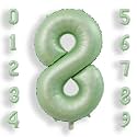 AULE 40 Inch Sage Green 8 Balloon Numbers Foil 0-9 Birthday Big Numbers