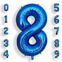 AULE 40 Inch 8 Blue Balloon Number Foil 0-9 Birthday Big Numbers