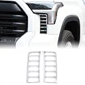 Aunginsy Car Front Headlights Grille Vent Trim Cover Compatible with Toyota Tundra 2022-2025 Chrome Front Grill Mesh Grille Grid Inserts Air Intake Vent Decorative Frame Protector ABS Accessories