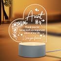 Aunt Birthday Gifts from Niece Nephew, Acrylic Engraved Night Light With Base for Mother's Day Thanksgiving Christmas