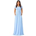 AUOMITH Women's Summer Maxi Dress Short Sleeve Empire Waist with Pockets