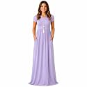 AUOMITH Women's Summer Maxi Dress Short Sleeve Empire Waist with Pockets
