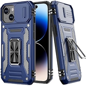 for iphone 15 case with screen protectorcrystal clear anti-yellow heavy duty acrylic protective phone cover with magnetic kickstand 6134green