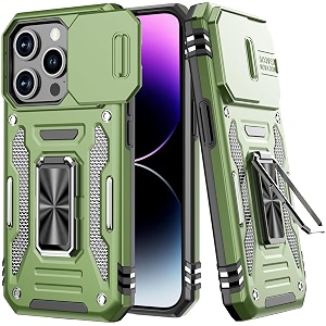 for iphone 15 pro case with screen protectorupgraded camera lens coverheavy duty military grade protective phone case with magnetic kickstand 6134 olive green