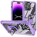for iPhone XX Pro Case with Screen Protector,Crystal Clear Anti-Yellow Heavy Duty Acrylic Protective Phone Case with Magnetic Kickstand 6.1",Purple