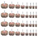AUPREX 32 Pcs Abrasive Flap Wheel Sander Set, 60/80 Grits Drill Sanding Attachment with 1/4 Inch Hex Shank, Sanding Drill Bit of 8 Sizes