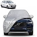 Aura 100% Waterproof Car Cover | Dustproof Sun Protection Cover | Soft Cotton Lining | Triple Stitched | Mirror Pocket | Antenna Pocket | All Weather Body Cover (Silver with Yellow Piping)