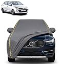 Aura 100% Waterproof Car Cover | Dustproof Sun Protection Cover | Soft Cotton Lining | Triple Stitched | Mirror Pocket | Antenna Pocket | All Weather Body Cover (Grey with Yellow Piping)