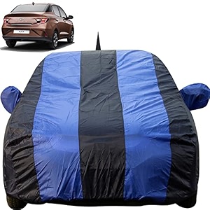 aura dustproof car cover with mirror amp antenna pockets royal blue stripes taffeta polystertriple stitched compatible with hyundai aura car cover 2020 to 2024 aura car accessories