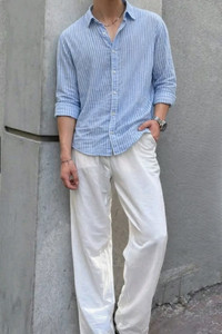 AuraArc Loose Fit Men White Trousers