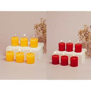 auradecor set of 6 fragrance votive candles burning time 5 hours 3  35 cm lemon amp strawberry