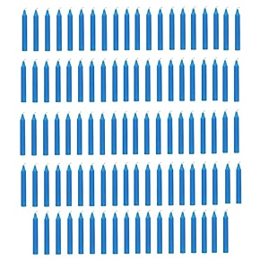 auradecor pack of 98 stick candles  especially meant for healing chakras ritual candleschime candles decoration lighting home decor  burning time 3 to 4 hours each blue