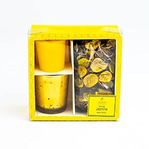 auradecor premium votive candle gift set  jasmine fragrance votive pillar candle  jasmine potpourri for home decor