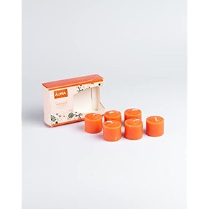 auradecor set of 6 fragrance votive candles burning time 5 hours 3  35 cm orange wax