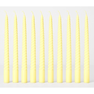 auradecor taper candle pack  celebration candle  10 inch  dripless  smokeless  burnng time 8 hours spiral pack of 10 ivory
