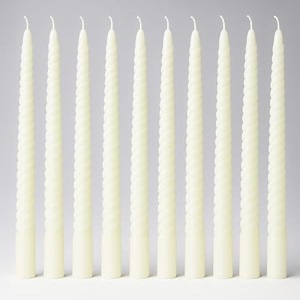 auradecor taper candle  dinner candles  celebration candle  10 inch candles  dripless  smokeless candle  burnng time 8 hours spiral pack of 10 white