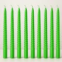 AuraDecor Spiral Candle || Celebration Candle || 10 inch || Dripless || Smokeless || Burnng Time 8 Hours (Spiral (Pack of 10), Green)