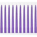 AuraDecor Taper Candle || Celebration Candles || 10 inch Candles || Dripless || Smokeless Candle || Burnng Time 8 Hours (Spiral (Pack of 10), Purple)