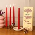 AuraDecor Taper Candles Pack || Dinner Candle || Celebration Candles || 10 inch Candles || Dripless || Smokeless Candle || Burnng Time 8 Hours (Pack of 4, Red)