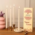 AuraDecor Ivory Taper Candles – Dripless &amp; Smokeless Dinner Candles for Celebrations, Events &amp; Home Decor | 10-Inch, Long Burning Time up to 8 Hours (Pack of 4)