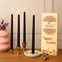 AuraDecor Taper Candles Pack || Dinner Candle || Celebration Candles || 10 inch Candles || Dripless || Smokeless Candle || Burnng Time 8 Hours (Pack of 12, Black)
