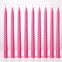 AuraDecor Taper Candles Pack || Celebration Candle || 10 inch Candles || Dripless || Smokeless Candle || Burnng Time 8 Hours (Spiral (Pack of 10), Pink)
