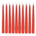 AuraDecor Taper Candle || Dinner Candles || 10 inch Candles || Dripless || Smokeless Candle || Burnng Time 8 Hours (Spiral (Pack of 10), Red)