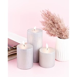 auradecor unscented pillar candle set of 3 3inch3inch 3inch4inch 3inch6inch  unscented candle  long burning  gift set  set of 3 candle  pillar candle silver