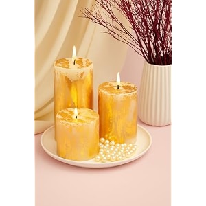 auradecor unscented pillar candle set of 3 3inch3inch 3inch4inch 3inch6inch  unscented candle  long burning  gift set  set of 3 candle  pillar candle gold dust