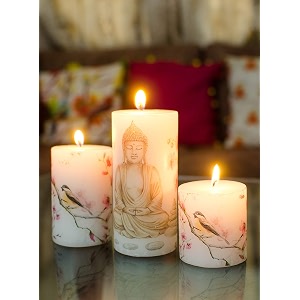 auradecor unscented pillar candle set of 3 3inch3inch 3inch4inch 3inch6inch  unscented  long burning  gift set  set of 3  pillar candle buddha