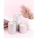 AuraDecor Unscented Pillar Candle Set of 3 (3inch*3inch, 3inch*4inch, 3inch*6inch) || Unscented Candle || Long Burning || Gift Set || Set of 3 Candle || Pillar Candle. (Silver)