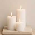 AuraDecor Unscented Pillar Candle Set of 3 | Votive Candles for Home Decor | Diwali Decoration Long Burning, Smokeless, Dripless | Parraffin Wax (3x3, 3x4, 4x6 Inches)