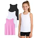 Auranso Girls Tank Tops Quick Dry Athletic Sleeveless Racerback Shirts