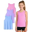 Auranso Girls Tank Tops Quick Dry Athletic Sleeveless Racerback Shirts
