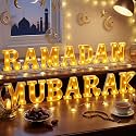 Aurelema 14 Pcs Ramadan Mubarak Decorations LED Letter Lights Sign
