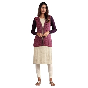 Aurelia Womens Acrylic Purple V-Neck Full Sleeve