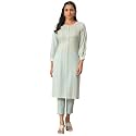 Aurelia Women39s Cotton Regular Fit Leno Stripe